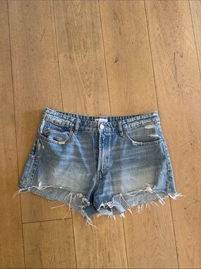 Zara Light Blue Distressed Denim Shorts size 12